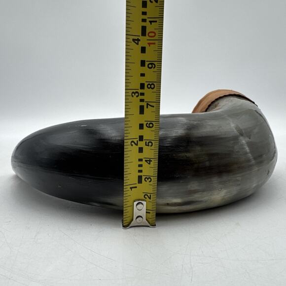 Vintage Black Powder Horn Gunpowder Muzzleloader Flask High Polish w/ Strap Stop - Picture 9 of 10